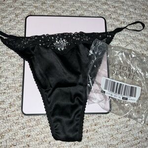 Victoria's Secret Black Sequin rhinestone Thong XL
